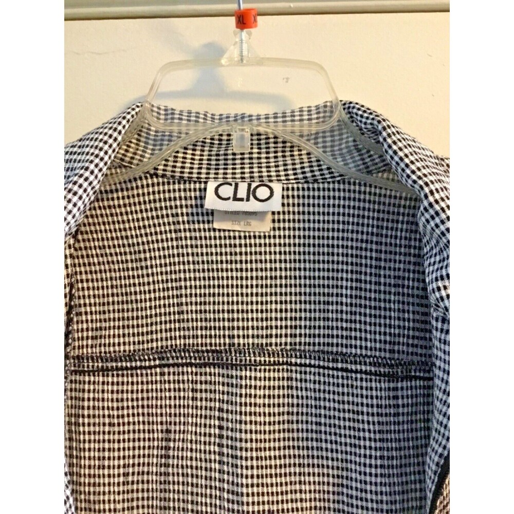 clio top long sleeve vintage Large black and white zip up